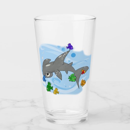 Cartoon Hammerhead Shark Glas (Voorkant)
