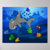 Cartoon Hammerhead Shark Poster (Voorkant)