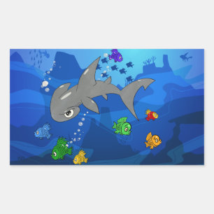 Cartoon Hammerhead Shark Rechthoekige Sticker