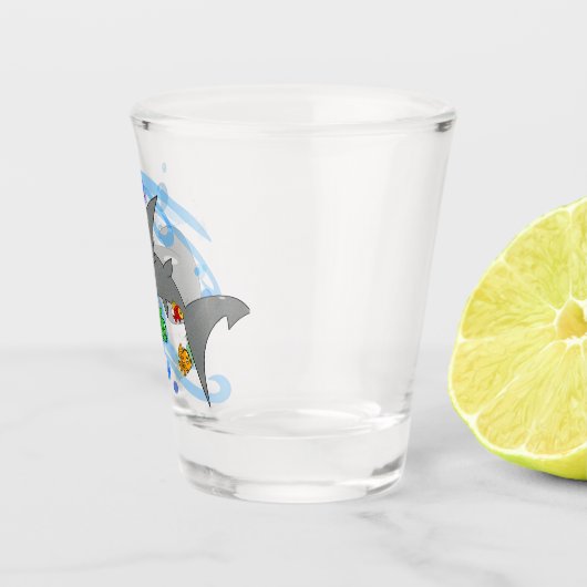 Cartoon Hammerhead Shark Shot Glas (Rechts)