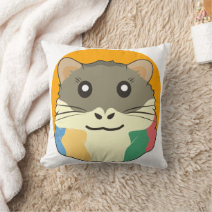 Cartoon Hamster met een veelkleurige sjaal Kussen