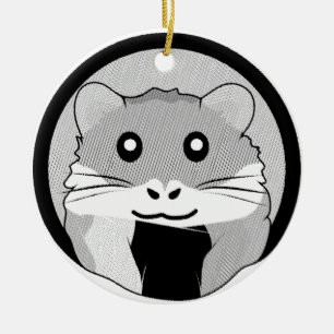 Cartoon Hamster Scarfed Joy Keramisch Ornament