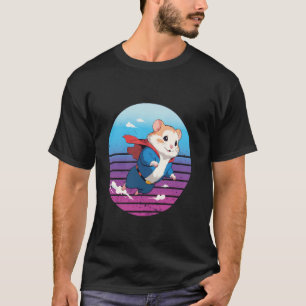 Cartoon hamster superheld vliegende hamster motion t-shirt