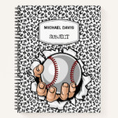 Cartoon Hand Het houden van een Baseball Ball Cust Notitieboek (Voorkant)