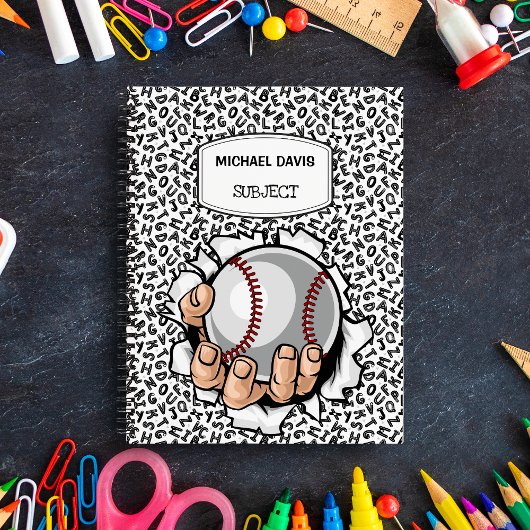 Cartoon Hand met een honkbal Custom Spiral Notitieboek