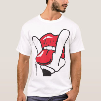 Cartoon hand tongue lips Swag Funny Cool C T-shirt
