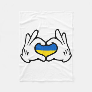 Cartoon handen die hart Oekraïense vlag vormen Fleece Deken