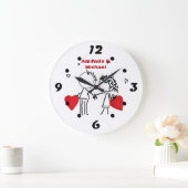 Cartoon handgetekend meisje houdt van Valentijnse  Grote Klok (Huis)