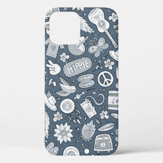 Cartoon handgetekende hippie doedels naadloos patr Case-Mate iPhone case
