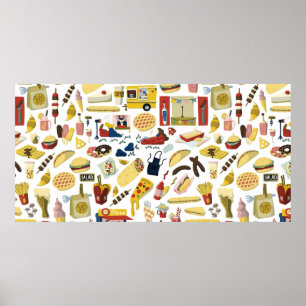 Cartoon handgetekende onderdelen van het festival  poster