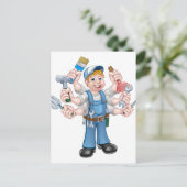 Cartoon Handyman Briefkaart (Staand voorkant)