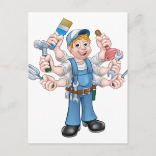 Cartoon Handyman Briefkaart