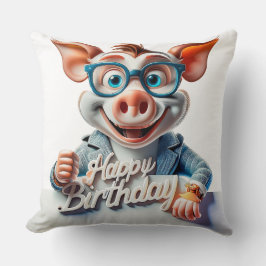 Cartoon Happy Birthday Illustration Een schattig v Kussen