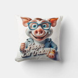 Cartoon Happy Birthday Illustration Een schattig v Kussen