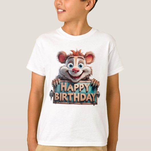 Cartoon Happy Birthday Illustration T-shirt (Voorkant)