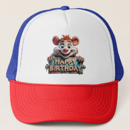 Cartoon Happy Birthday Illustration Trucker Pet