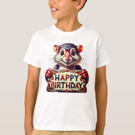 Cartoon Happy Birthday Muisillustratie T-shirt