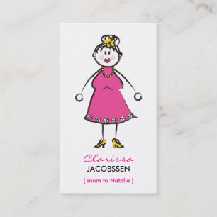 Cartoon Happy Family Mmammie Girl Calling Card Contactkaartje