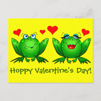 Cartoon Happy Frogs Hoppy Valentijnsdag Yellow Feestdagenkaart