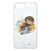 Cartoon Harry and Hedwig Flying Past Hogwarts Case-Mate iPhone Case (Achterkant)