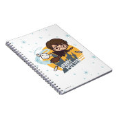 Cartoon Harry and Hedwig Flying Past Hogwarts Notitieboek (Rechterzijde)