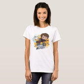 Cartoon Harry and Hedwig Flying Past Hogwarts T-shirt (Voorkant volledig)
