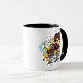 Cartoon Harry en Hedwig Flying Past Hogwarts Mok (Voorkant rechts)