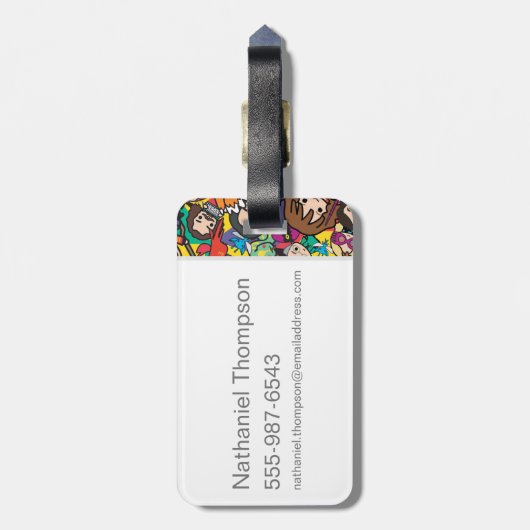 Cartoon Harry Potter Character Toss Pattern Bagagelabel (Achterkant verticaal)