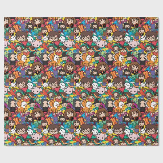 Cartoon Harry Potter Character Toss Pattern Cadeaupapier (Vlak)