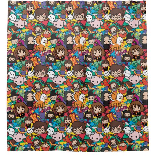Cartoon Harry Potter Character Toss Pattern Douchegordijn (Voorkant)