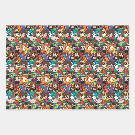 Cartoon Harry Potter Character Toss Pattern Inpakpapier Vel (Voorkant 3)