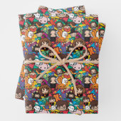 Cartoon Harry Potter Character Toss Pattern Inpakpapier Vel (In situ)
