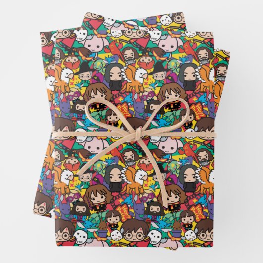 Cartoon Harry Potter Character Toss Pattern Inpakpapier Vel (In situ)