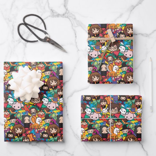 Cartoon Harry Potter Character Toss Pattern Inpakpapier Vel (Voorkant)