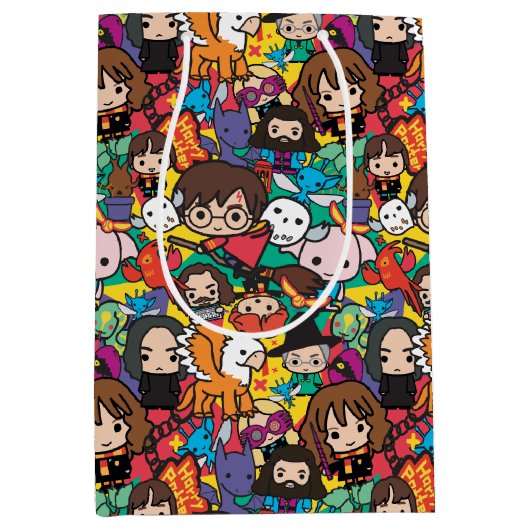 Cartoon Harry Potter Character Toss Pattern Medium Cadeauzakje (Voorkant)