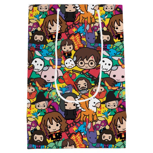 Cartoon Harry Potter Character Toss Pattern Medium Cadeauzakje (Achterkant)