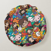 Cartoon Harry Potter Character Toss Pattern Rond Kussen (Achterkant)
