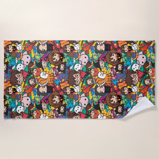 Cartoon Harry Potter Character Toss Pattern Strandlaken (Voorkant)