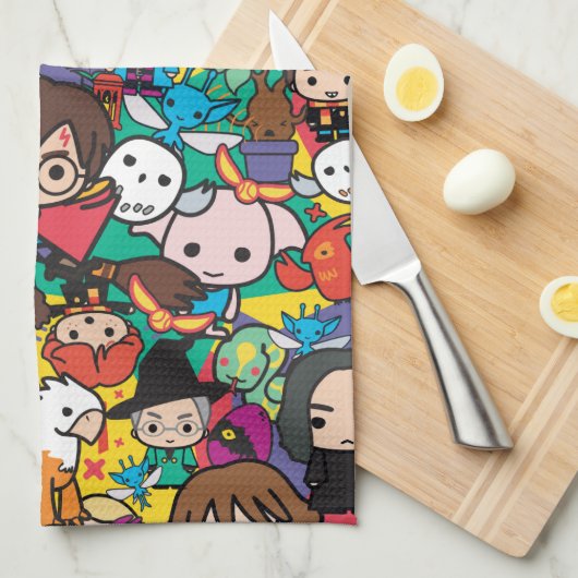Cartoon Harry Potter Character Toss Pattern Theedoek (Quarter Fold)