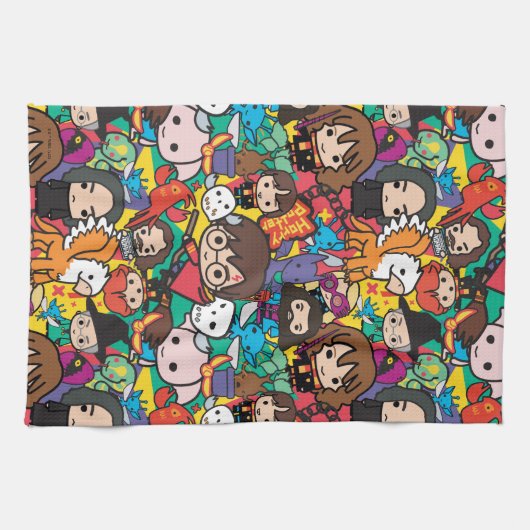 Cartoon Harry Potter Character Toss Pattern Theedoek (Horizontaal)