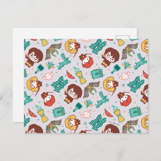 Cartoon HARRY POTTER™ Creaters & Spells Patroon Briefkaart (Voorkant / Achterkant)