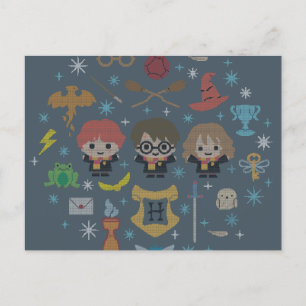 Cartoon Harry Potter Cross-Stitch Collage Feestdagenkaart