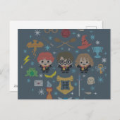 Cartoon Harry Potter Cross-Stitch Collage Feestdagenkaart (Voorkant / Achterkant)
