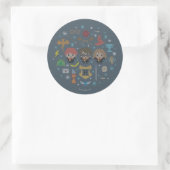 Cartoon Harry Potter Cross-Stitch Collage Ronde Sticker (Tas)