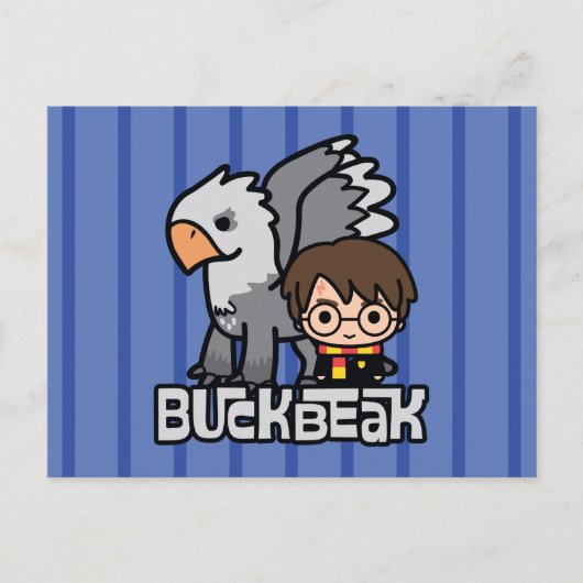 Cartoon Harry Potter en Buckbeak Briefkaart (Voorkant)
