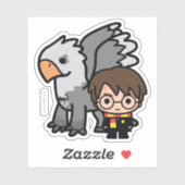 Cartoon Harry Potter en Buckbeak Sticker (Vel)