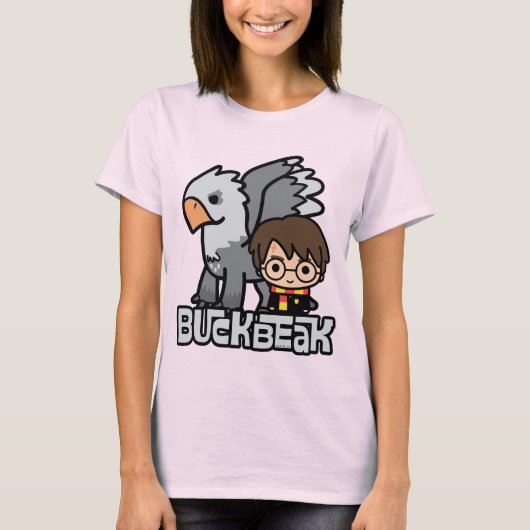 Cartoon Harry Potter en Buckbeak T-shirt (Voorkant)