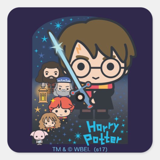 Cartoon Harry Potter Kamer der Geheim Grafisch Vierkante Sticker (Voorkant)