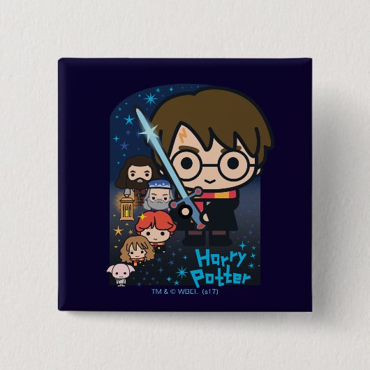 Cartoon Harry Potter Kamer der Geheimen Grafiek Vierkante Button 5,1 Cm (Voorkant)