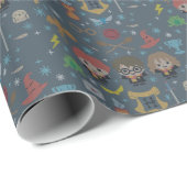 Cartoon Harry Potter Kruissteekcollage Cadeaupapier (Rol Hoek)